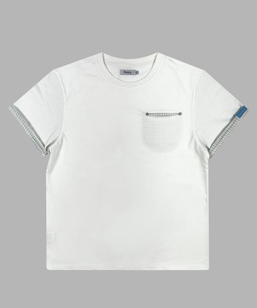 Check Rollup Tee White