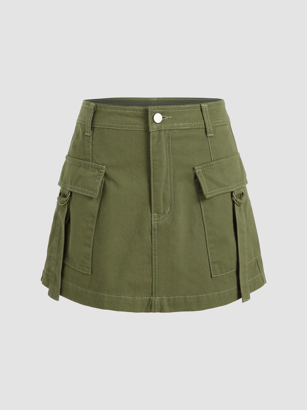 Solid Cargo Mini Skirt
