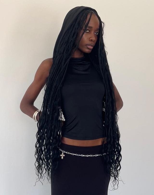 Tapia Hooded Tank Top in Black Slinky - XXS