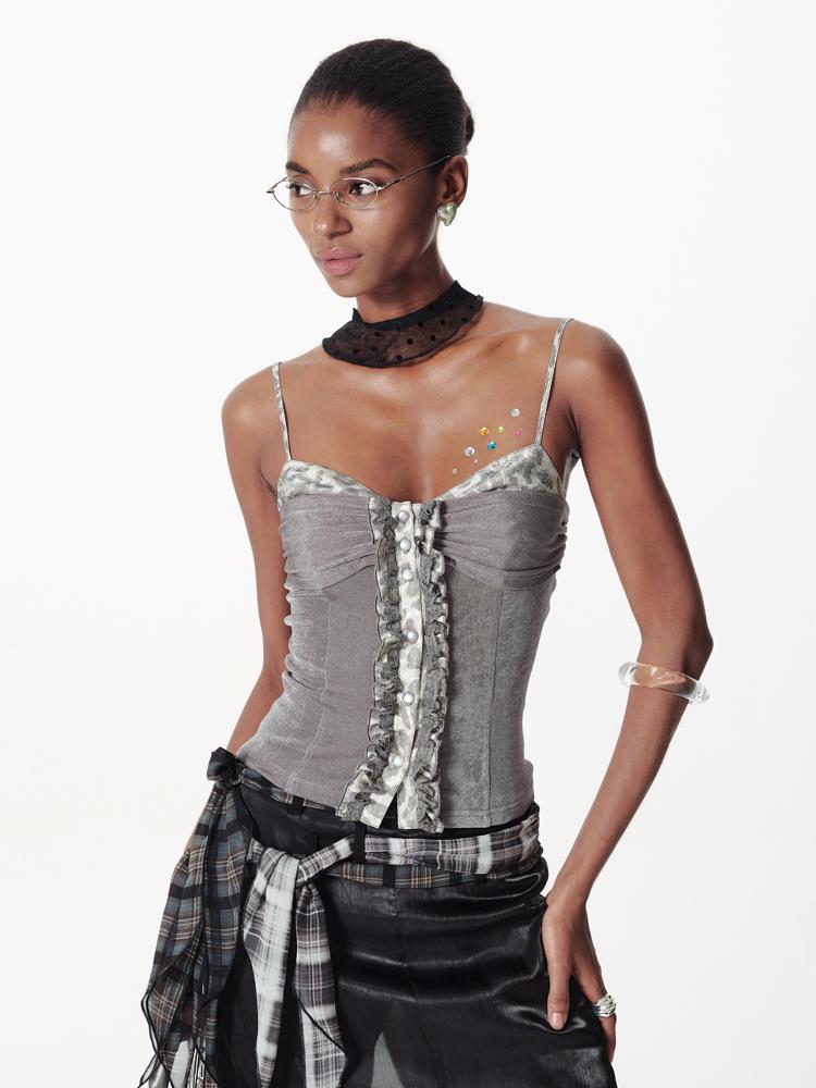 2th desire Slim fit curve ruffle sleeveless camisole