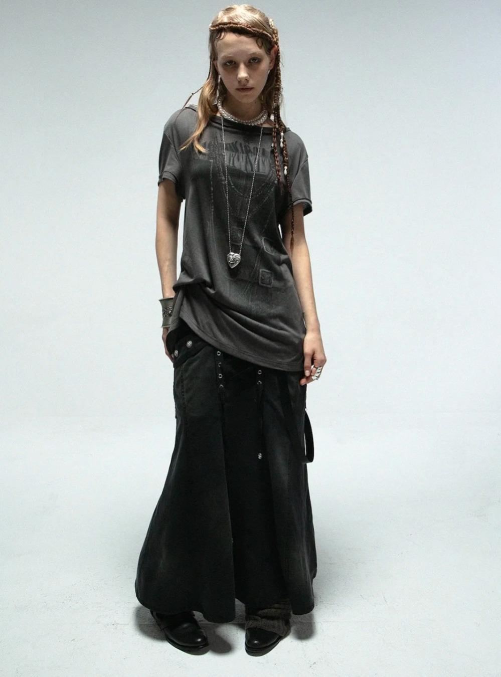 Punk Knot Detail Print Tee (2color)