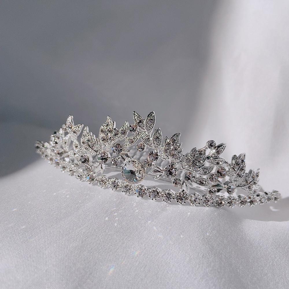 리프 고퀄리티 스왈 큐빅 티아라 왕관 빗 헤어 머리 핀