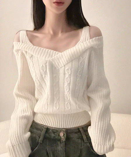 럽앤썸 [여리/허리잘록!/핏예쁨!] 브이넥 숄더트임 잘록 니트 4color