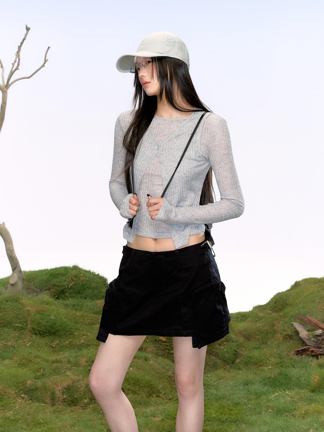 [LaLuneDuCiel] Double Pockets Short Skirt