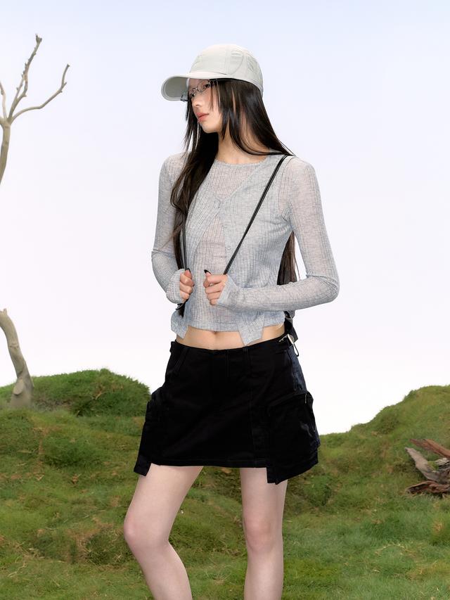 [LaLuneDuCiel] Double Pockets Short Skirt