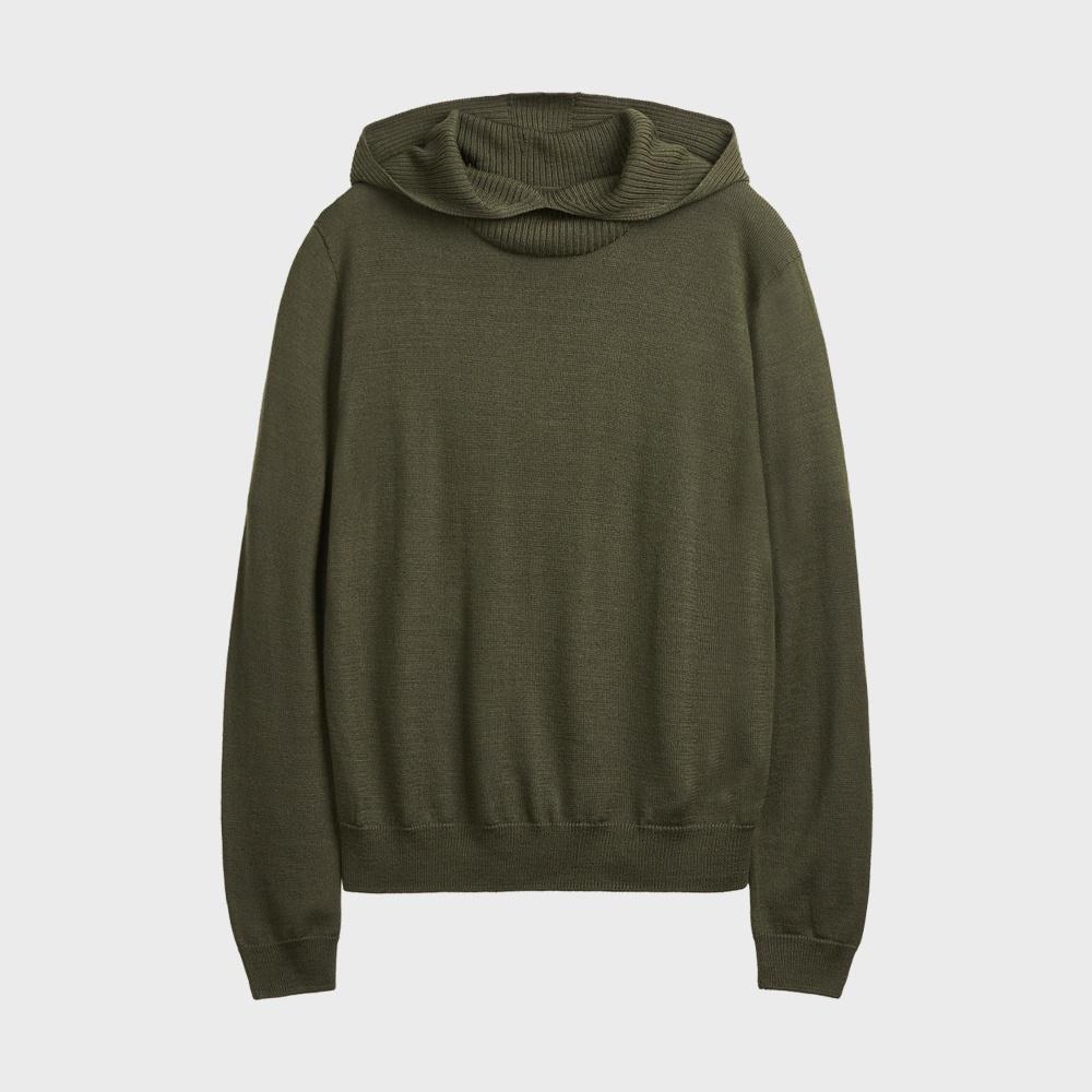 RIBBED HOODIE KNIT (OLIVE)