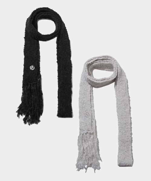 테슬 레이어드 헤어리 로고 니트 머플러 _ 2COLOR
