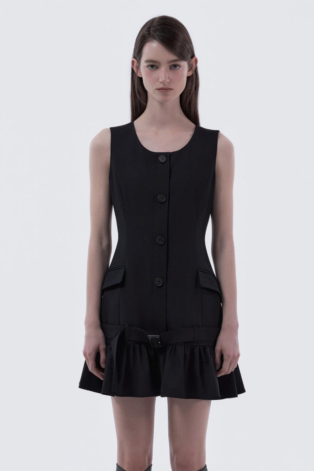 Sleeveless Flare Suit Dress - Dark Navy