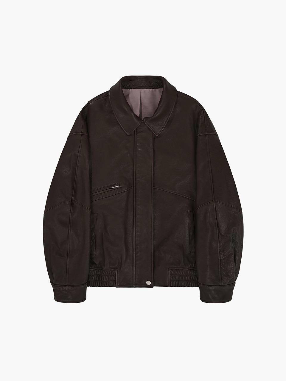 OVERSIZED LEATHER BLOUSON_brown