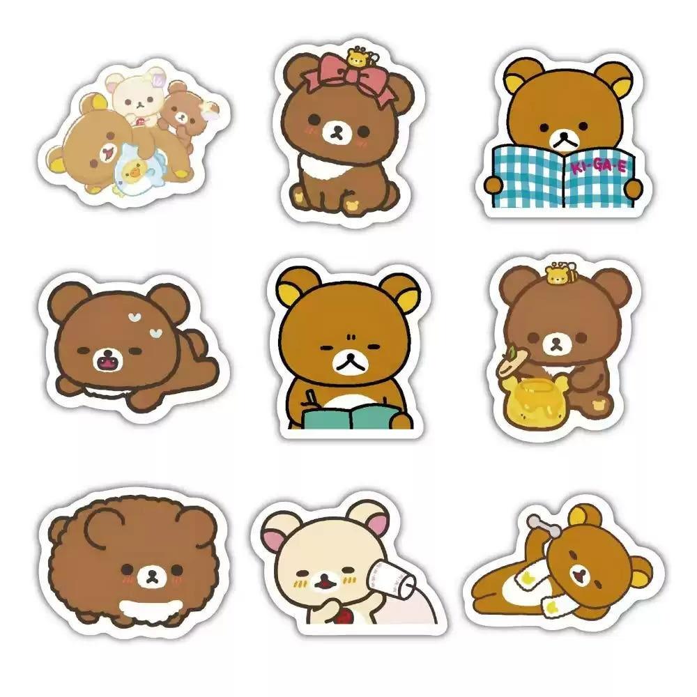 리락쿠마 스티커 60개 + 스티커 보관용 케이스, 방수 스티커 휴대폰 노트북 다꾸 장식용