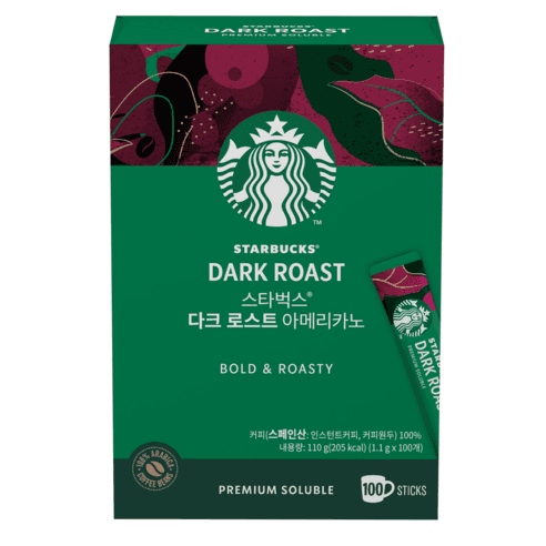 스타벅스 다크 로스트 아메리카노 스틱 원두커피믹스, 1.1g, 100개입, 1개 - 원두커피믹스 | 쿠팡