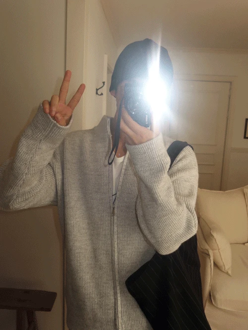 [Vague Pick!] Urban waffle knit zip-up (2color)