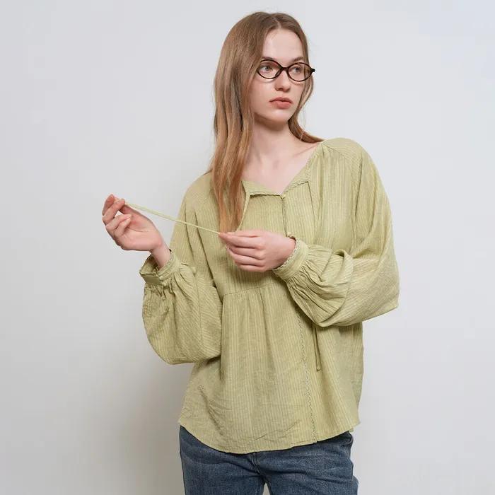 [선발매] WOMAN 루즈핏 래글런 핀턱 블라우스 [OLIVE] / GF2LBL514