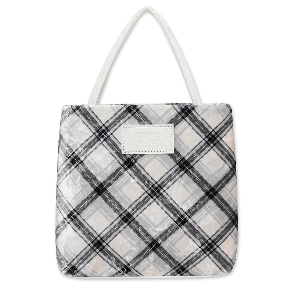 check mini velvet cross bag [white]