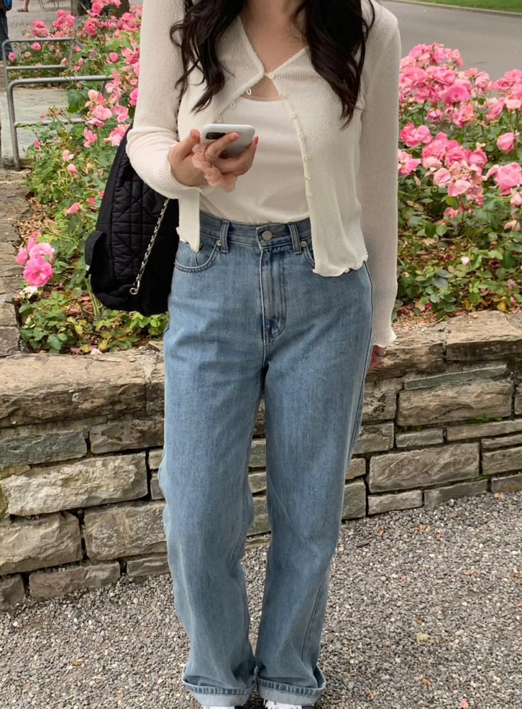 (당일)riette 리에뜨 가이하라 데님 팬츠 보이핏청바지 연청바지