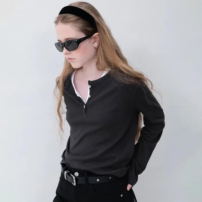 [7th_10/28 예약배송] Zoe cotton long sleeve_charcoal
