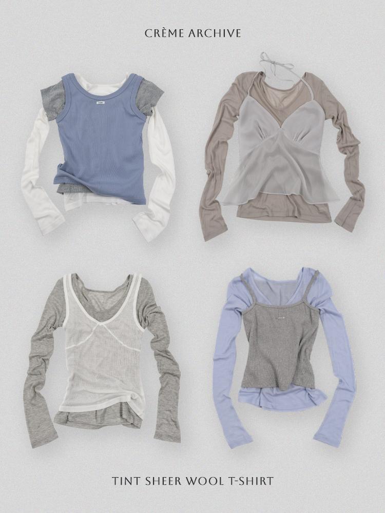 크렘므 [CRÈME ARCHIVE] 틴트 시어 울 티셔츠 / 레이어드티