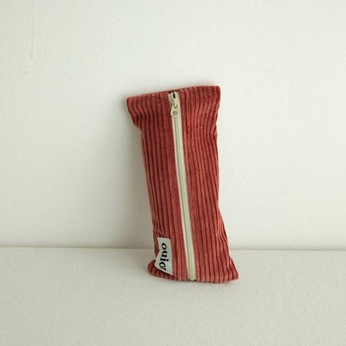 ouior flat pencil case - corduroy brick red (middle zipper)