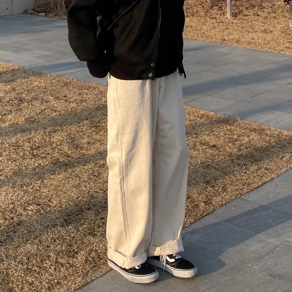 Cv ballon wide cotton pants - 그룸 아이보리 벌룬핏 와이드 팬츠