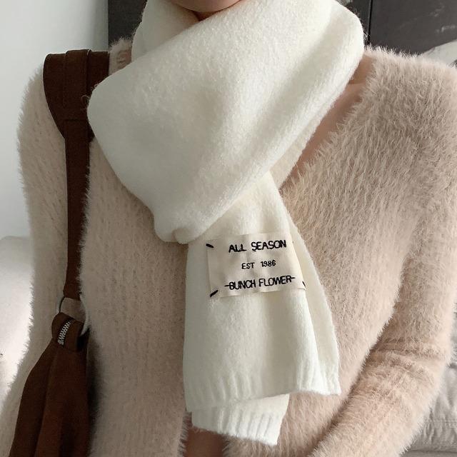 삐뽕언니 [울50%]스티치 영문 머플러(5color) [목도리 숏머플러 스카프 보카시 라벨 쁘띠 미니 커플 유니섹스 남녀공용]