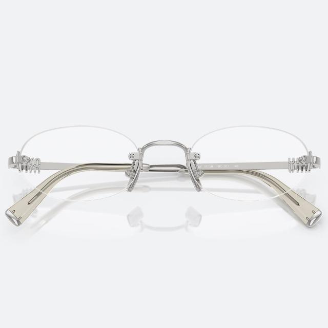 미우미우 로고 안경 MIUMIU MU53WV 1BC1O1 실버 여자 무테 안경테