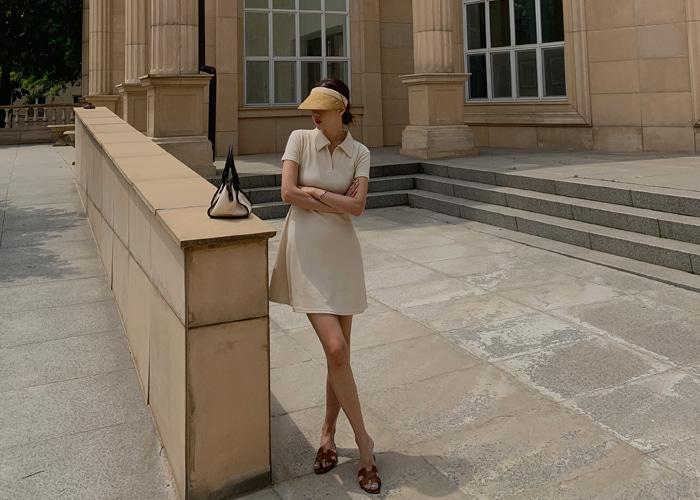 [made prostj] 헤이 카라 반팔 원피스 (2colors&3types)