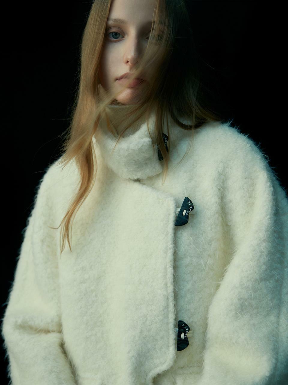 BOUCLE DUFFLE WOOL JACKET CREAM