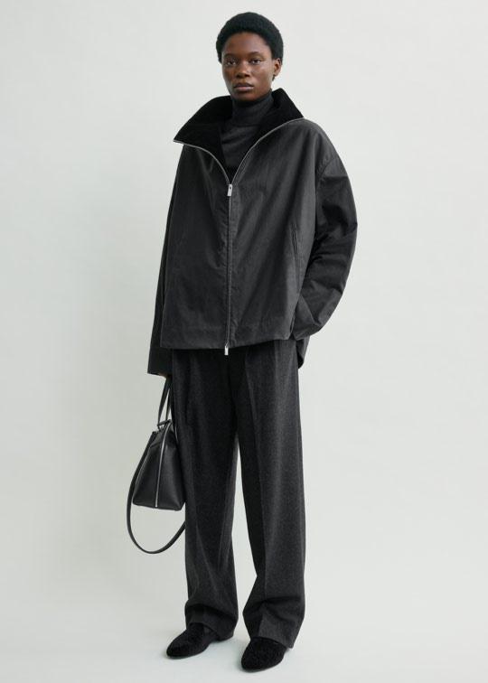 지퍼 컨트리 재킷 워시드 블랙 - 워시드 블랙 - TOTEME