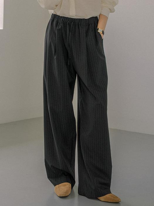 [주말특가/추가쿠폰] Pintuck string wide-pants [KNFW02PT04]_Black