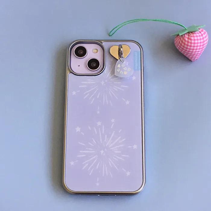 맥세이프추가)lavender sparkly 글래스/에폭시 실버 범퍼 폰케이스
