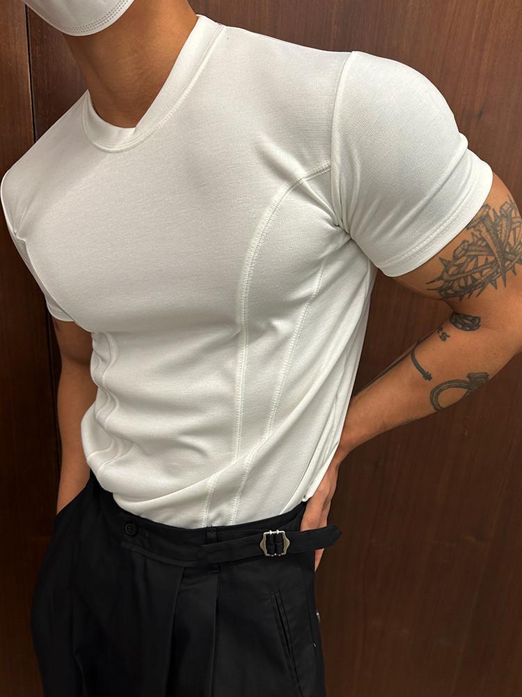 (반팔)더블 웨이브 컷팅 머슬핏 반팔티 슬림핏 짐웨어 헬스 도프룸 3COLOR