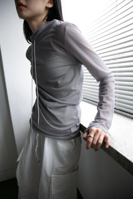 see through neck string top(2colors)