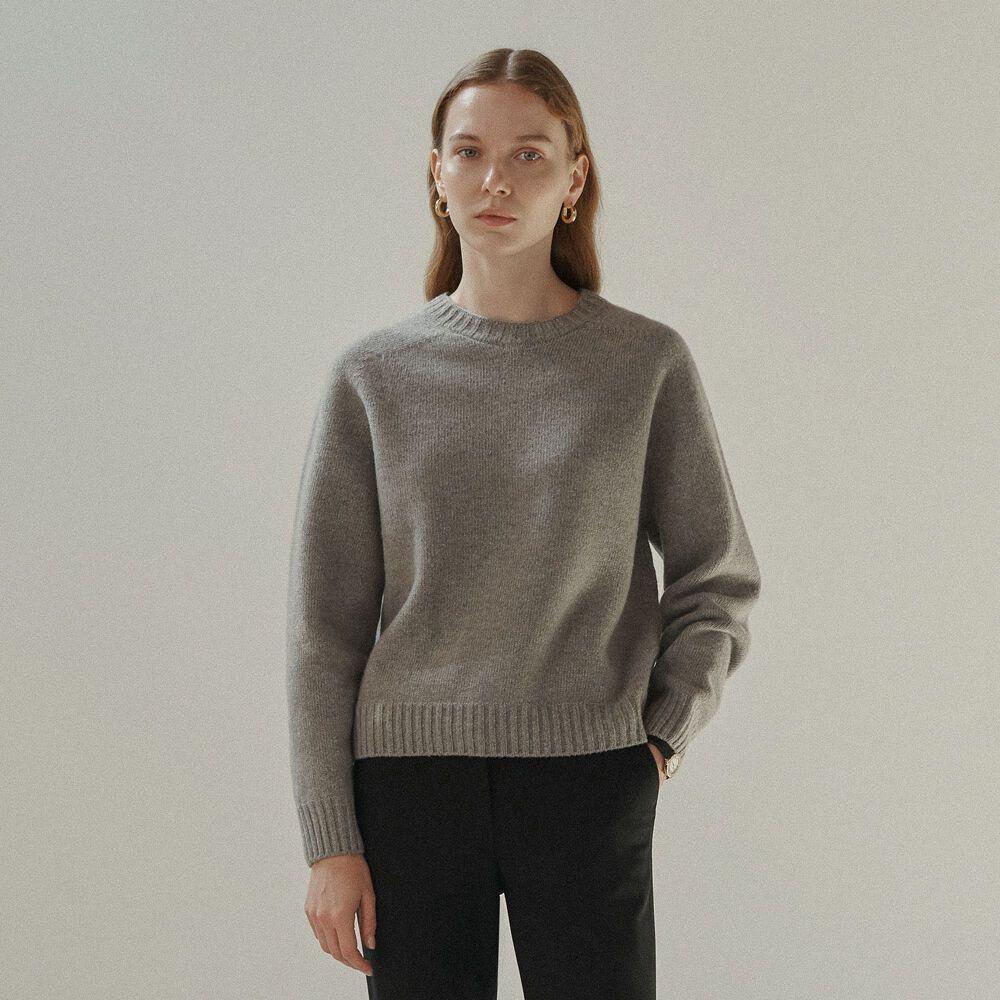 Wholegarment Pure Wool Knit (Heather Grey)