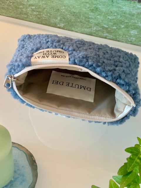 (Dumble pouch blue)뽀글이 덤블 부클 양털 미니 파우치