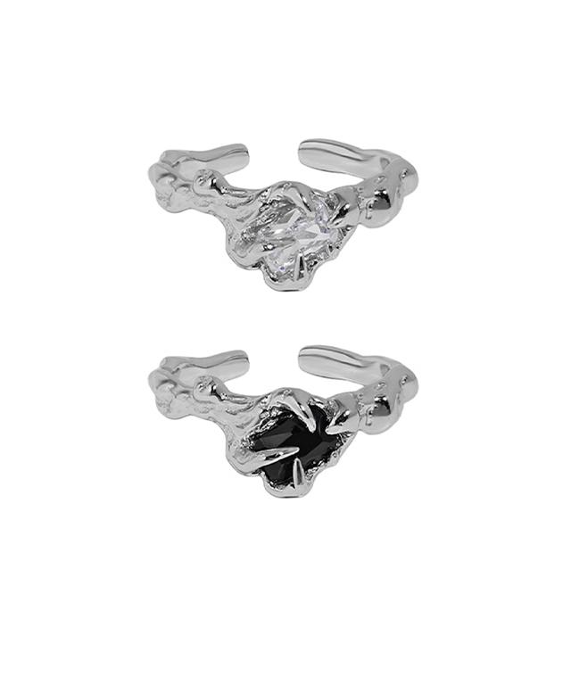 Onyx Black White Hip Open Ring