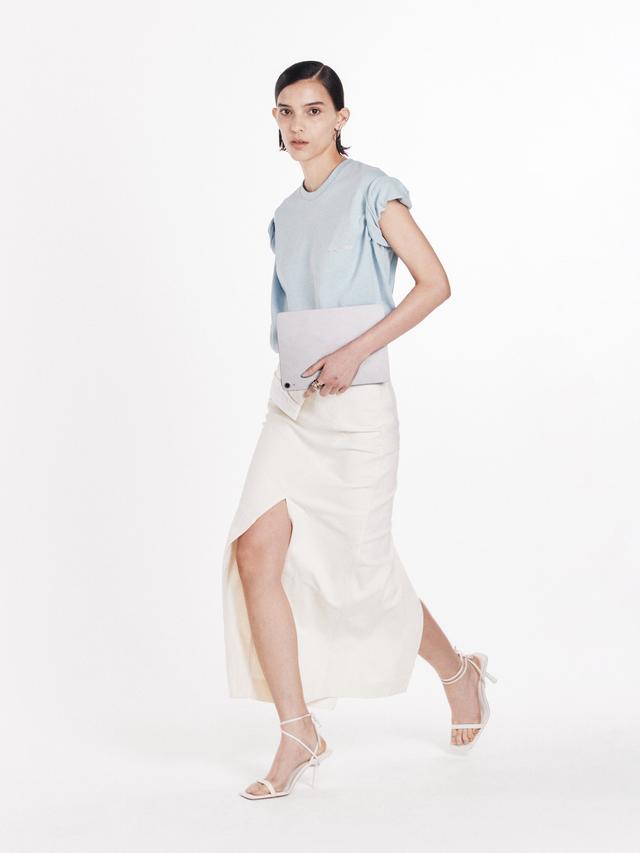 High-Rise Oblique Fold Skirt (Ecru) / Ivory