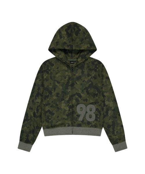 98 Patch Camouflage Zip-Up Hoodie (Khaki)