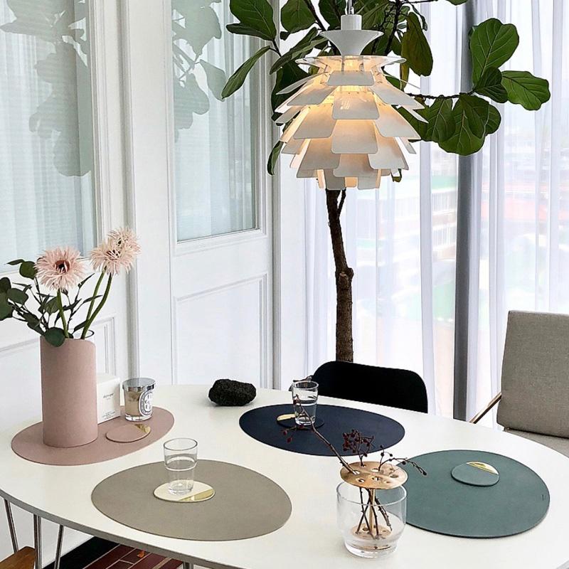 르엔미 양면 방수 조약돌 가죽테이블매트