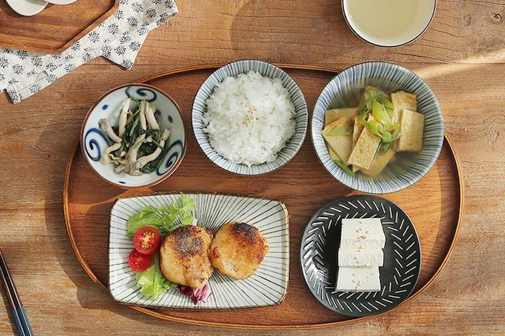 소담한 1인 식기세트 블루 줄무늬(5p)