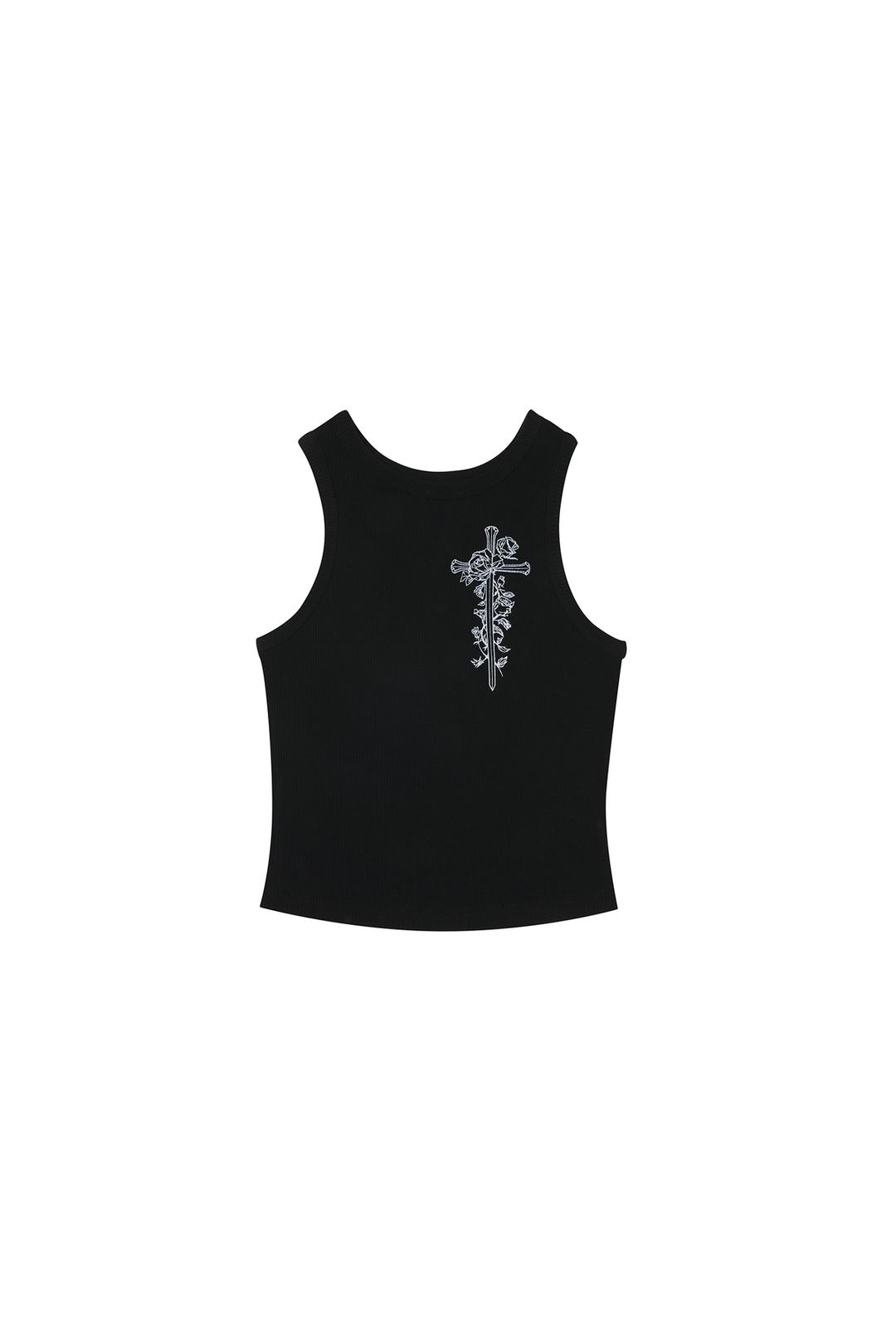 RIBBED SLEEVELESS TOP BLACK