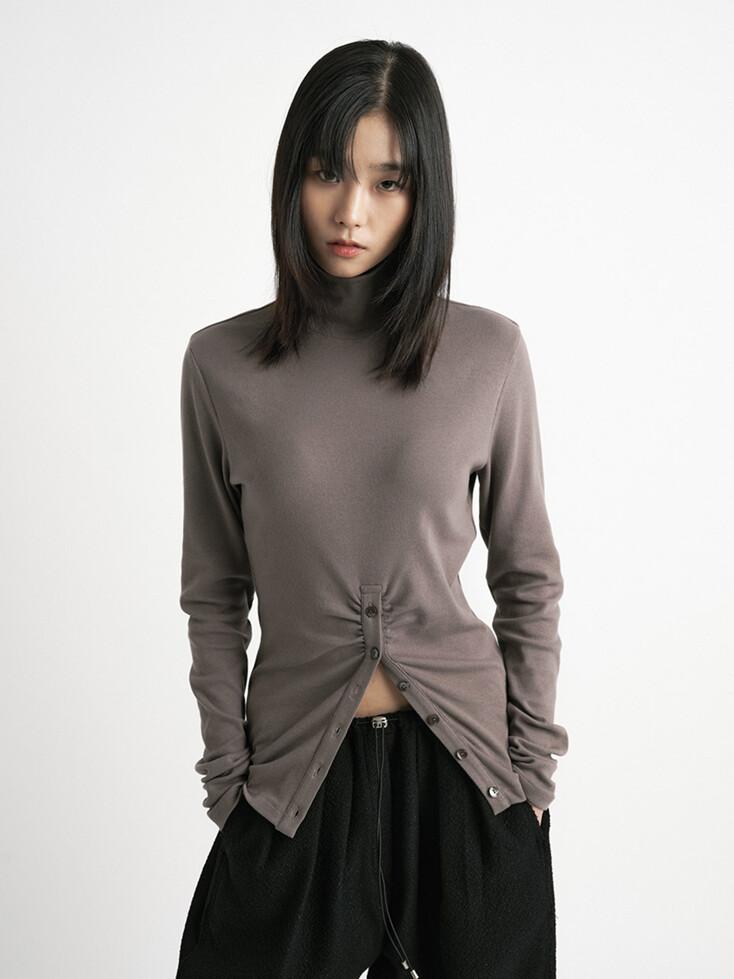 Cross button jersey shirt_Mauve