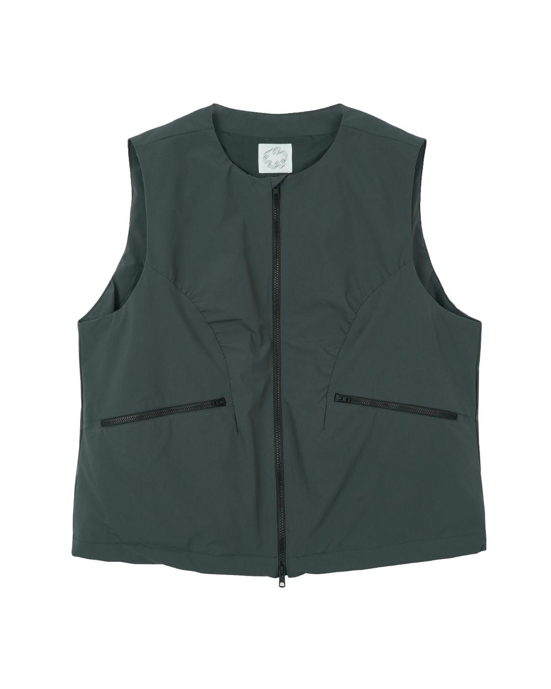 PADDING SHIRRED VEST (DARK DUSTY GREEN)