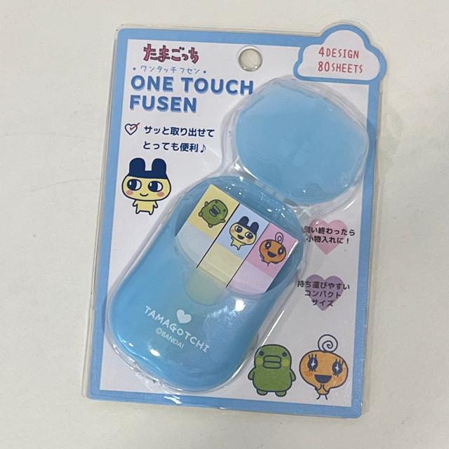 다마고치 원터치 케이스 점착식 스티커 메모지 블루