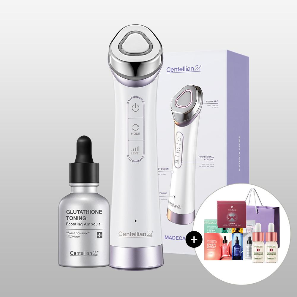 동국제약 센텔리안24 마데카프라임 뷰티디바이스 1개  + 글루타치온 부스팅 앰플 30ml 1종 + 멜라캡처앰플 pro 10ml x 2개 + 나비마스크 + 앰플 샤쉐 6종 + 쇼핑백