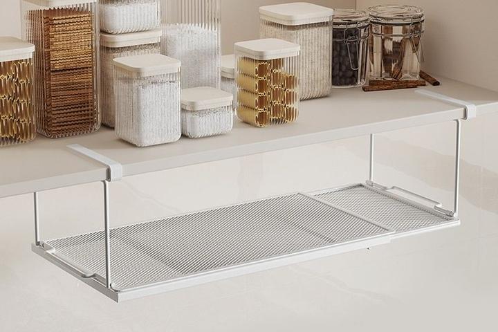 다용도 싱크대 상부장 신발장 공간활용 길이 연장 언더 걸이형 거치대 철제 행거 선반