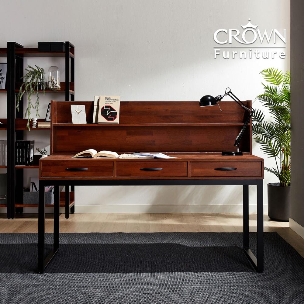 크라운퍼니쳐 카페에디트 멀바우 서랍책상 1500 (책꽂이 선택)