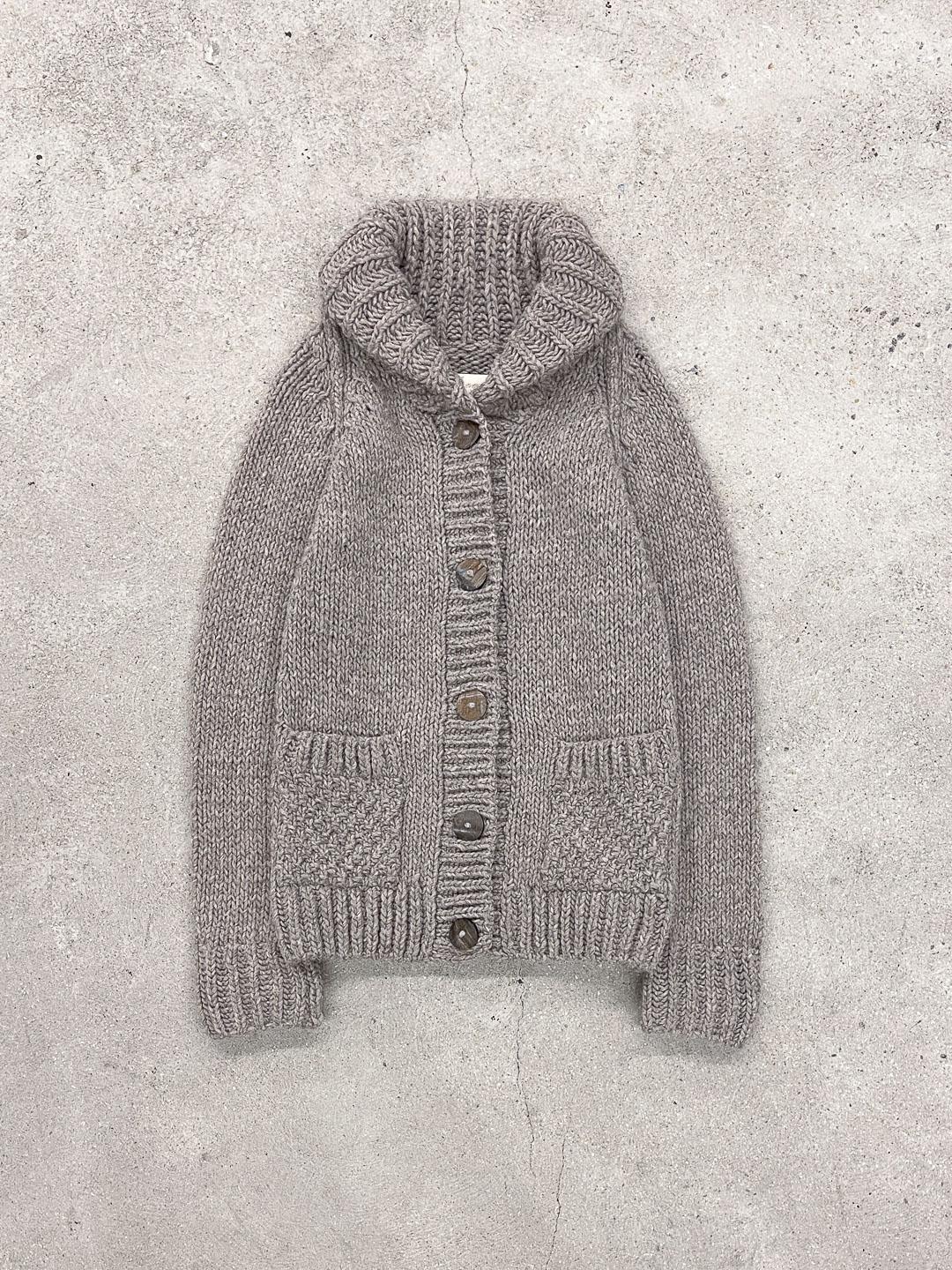 Wool 100% Shawl Collar Button Pocket Cardigan S0481