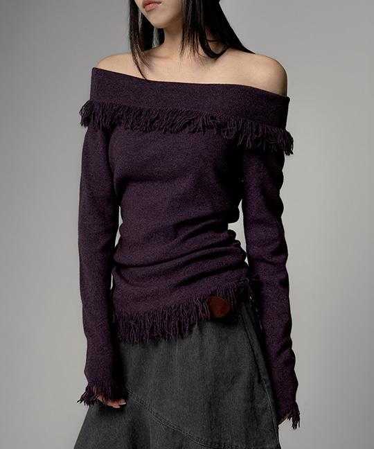 [MADE] 태프랩 에스닉 태슬 오프숄더 니트 Ethnic Tassel Off-Shoulder Knit