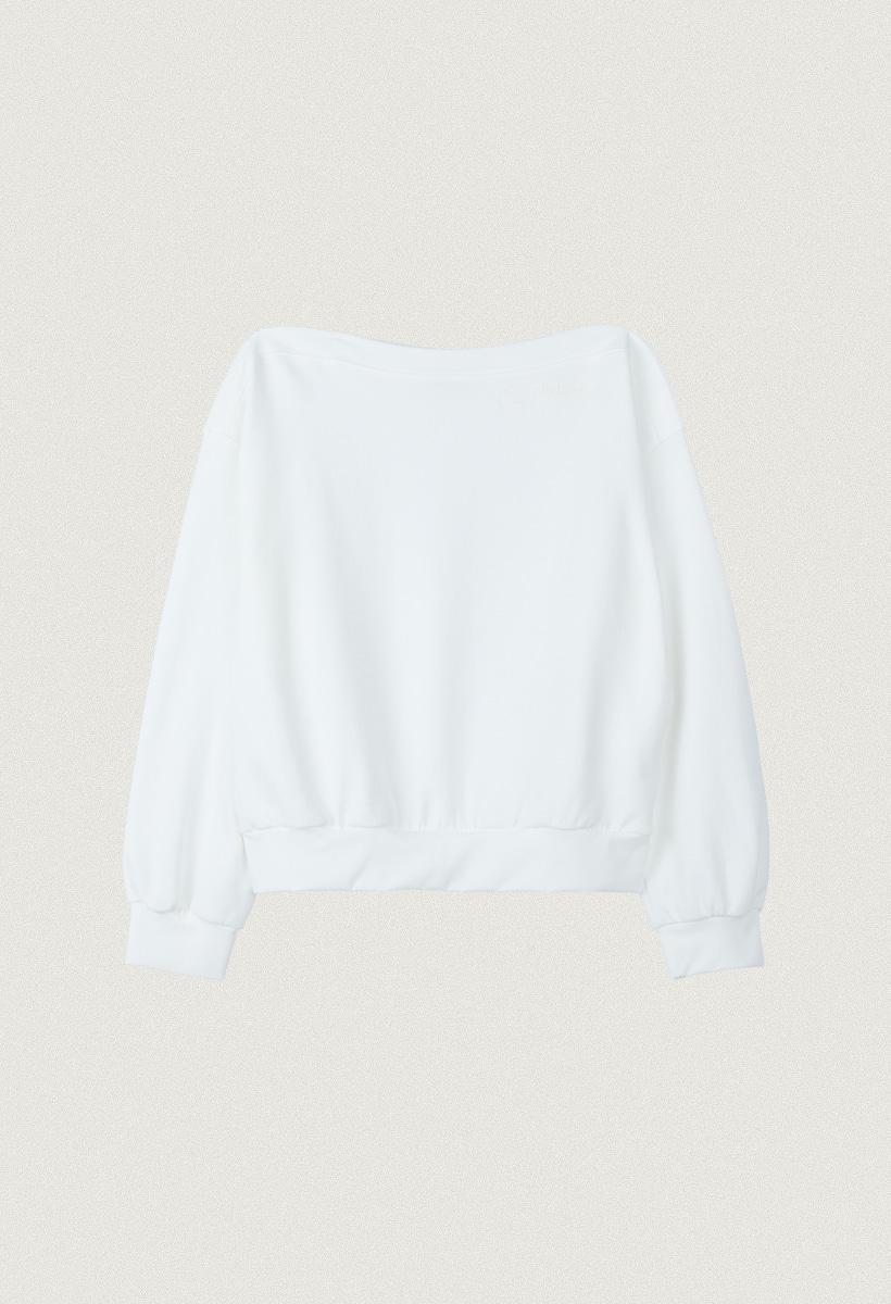 Murmur off shoulder sweatshirt_Ivory(O25-TP19)