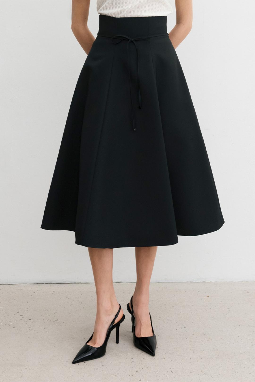 COLLEEN High waisted full long skirt (Black)